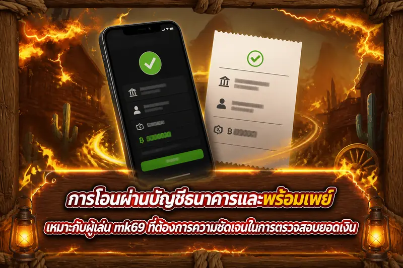 การโอนผ่านบัญชีธนาคารและพร้อมเพย์ เหมาะกับผู้เล่น mk69 ที่ต้องการความชัดเจนในการตรวจสอบยอดเงิน
